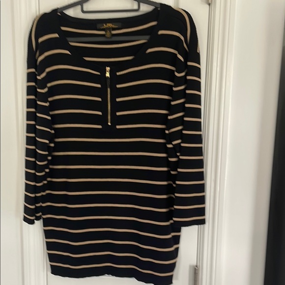 Lauren Ralph Lauren Black and Cream Knit Top in size 2X - Picture 1 of 6